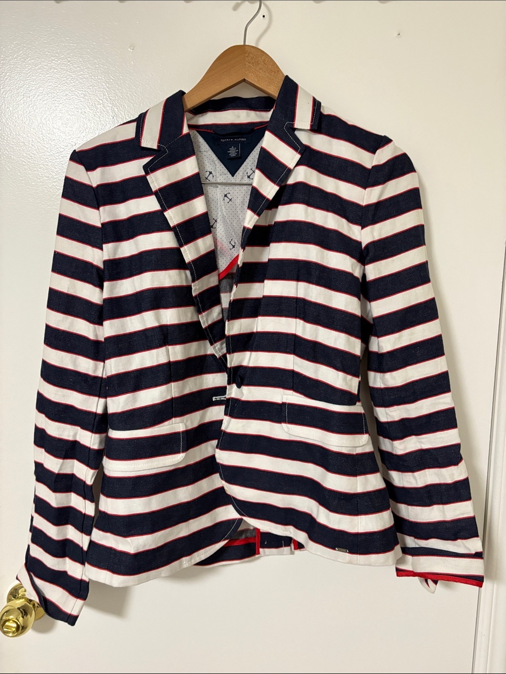 Tommy Hilfiger Navy, White & Red Striped Blazer